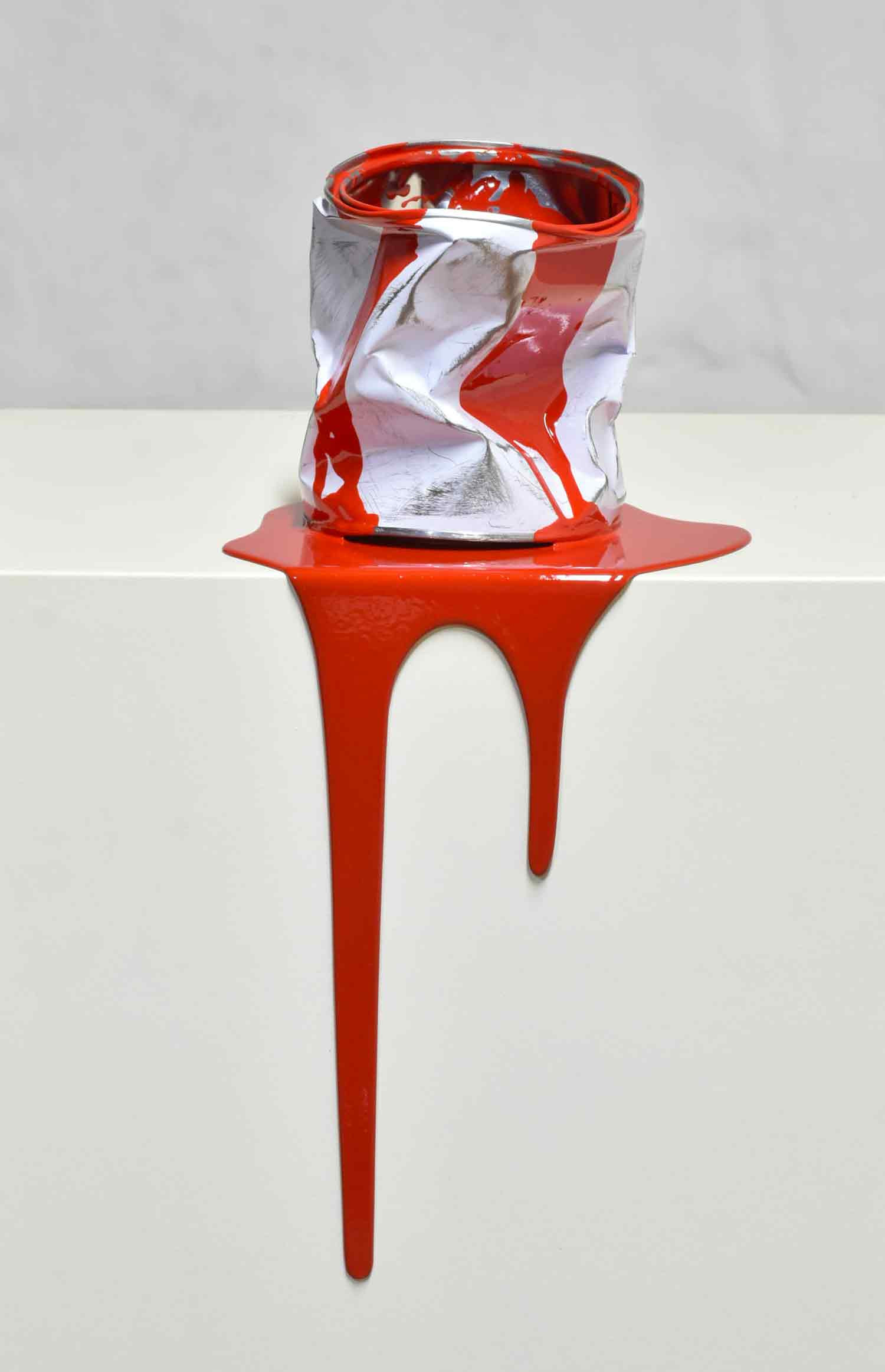 Yannick Bouillault, Le vieux pot de peinture rouge, sculpture - Galerie de vente et d’achat d’art contemporain en ligne Artalistic