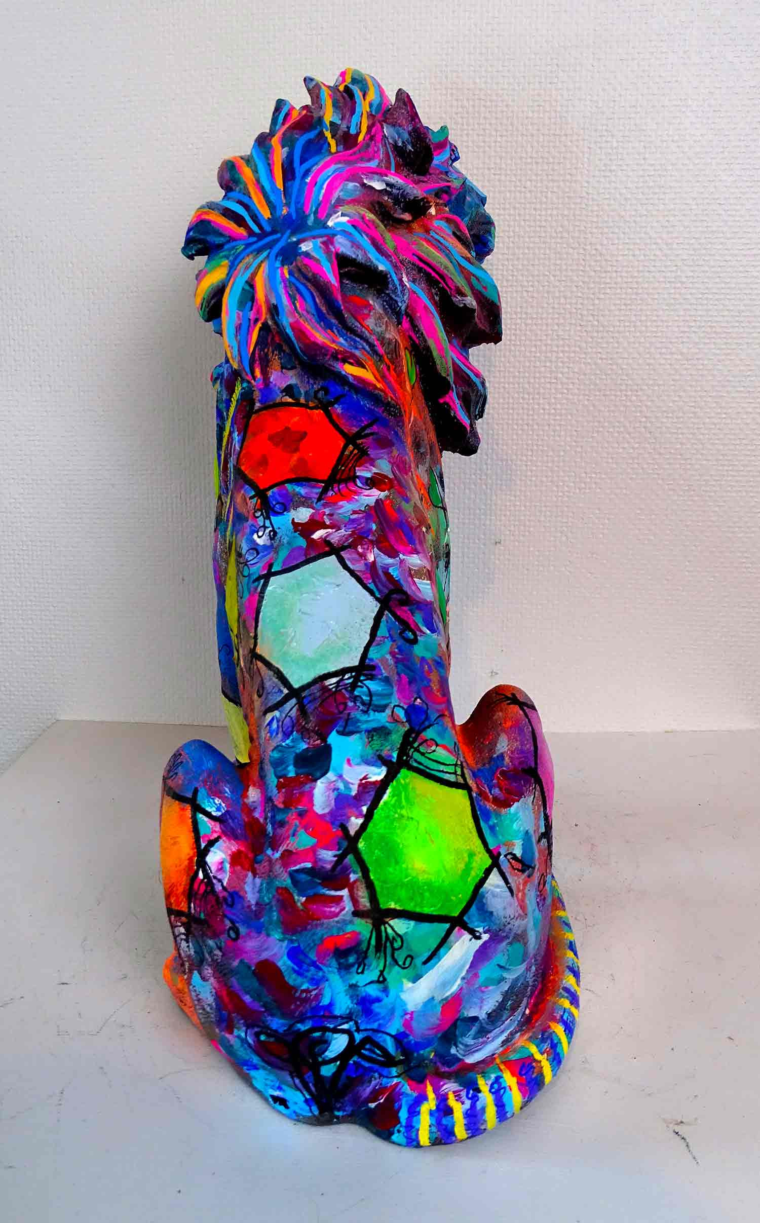 Priscilla Vettese, Lion in jungle colored, sculpture - Galerie de vente et d’achat d’art contemporain en ligne Artalistic