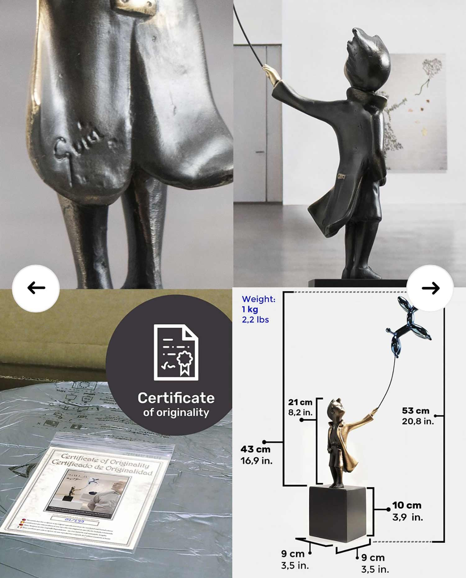 Miguel Guia, Enfant au ballon en forme de chien Grand, sculpture - Galerie de vente et d’achat d’art contemporain en ligne Artalistic