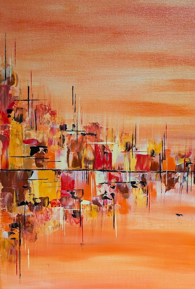 Locke Karine, Soleil couchant, Peinture - Galerie de vente et d’achat d’art contemporain en ligne Artalistic