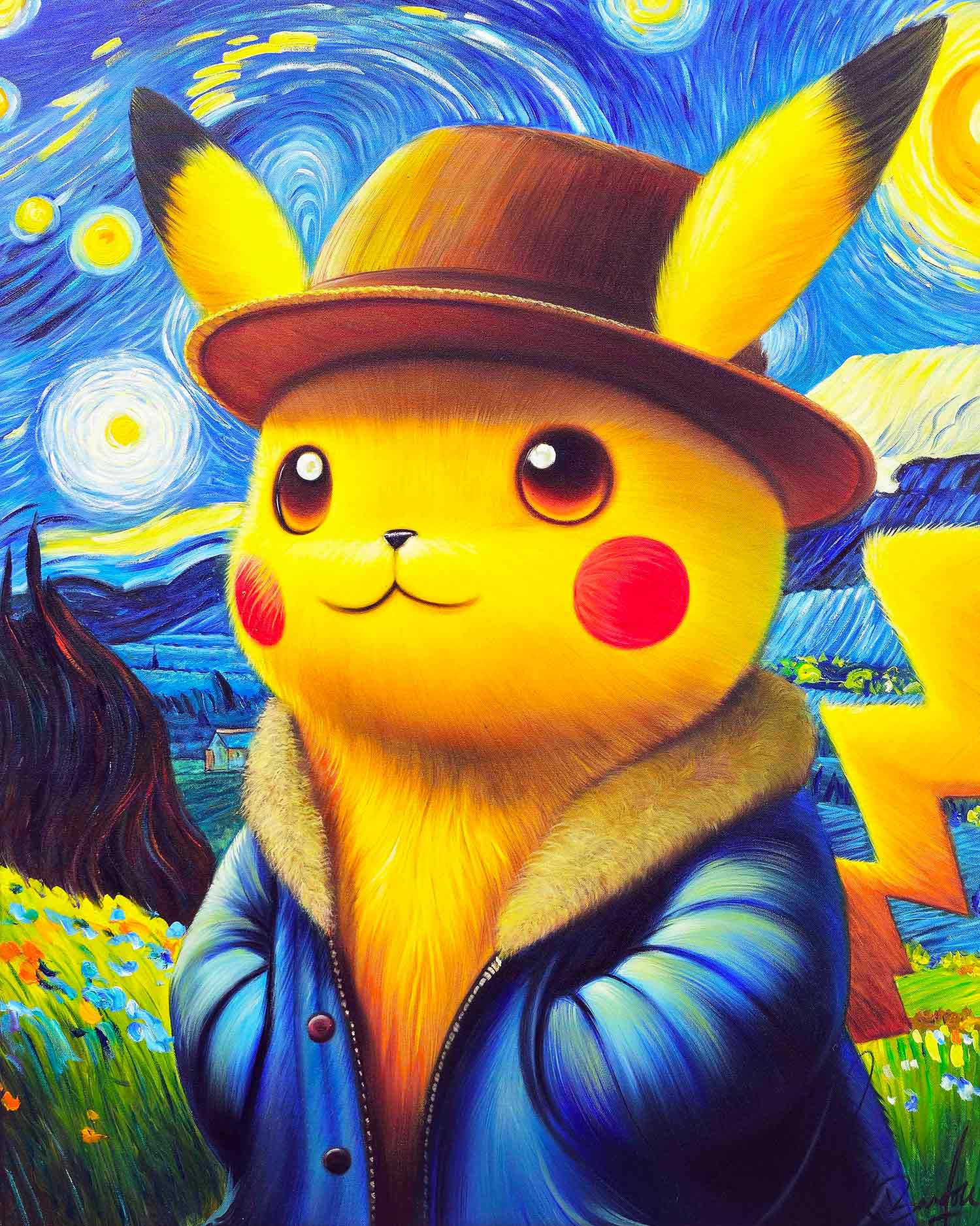 Vincent Bardou, Pikachu Van Gogh, peinture - Galerie de vente et d’achat d’art contemporain en ligne Artalistic