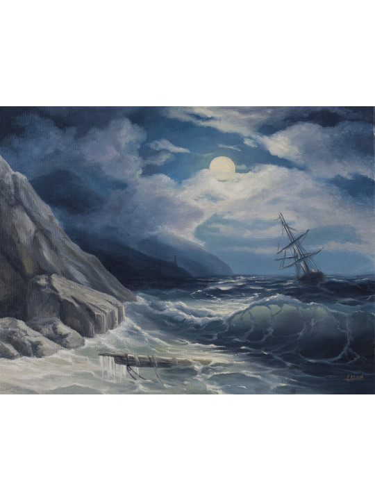 Moonlight Landscape with a Ship