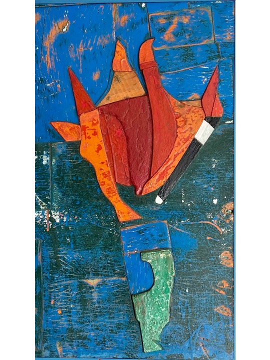 Oeuvre d'art contemporain - Acrylique sur toile - L'huître au couteau rouge  - Jacques Barthélémy