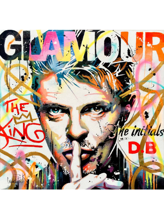 David Bowie, the king, gold graffiti