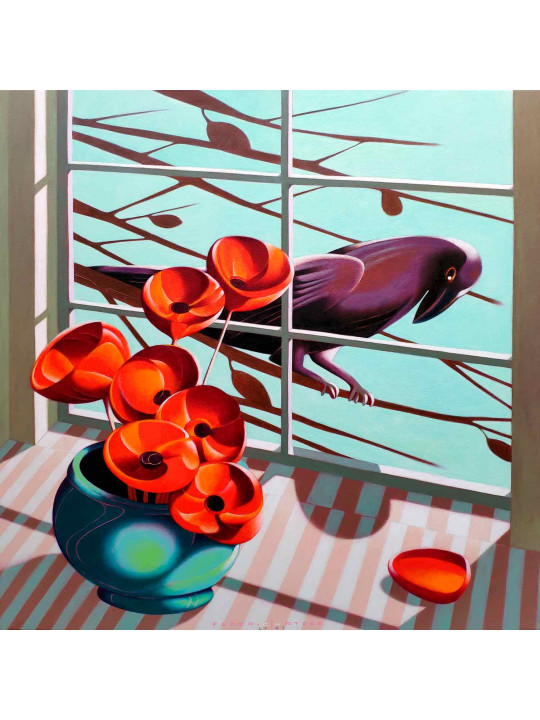 A crow outside the window