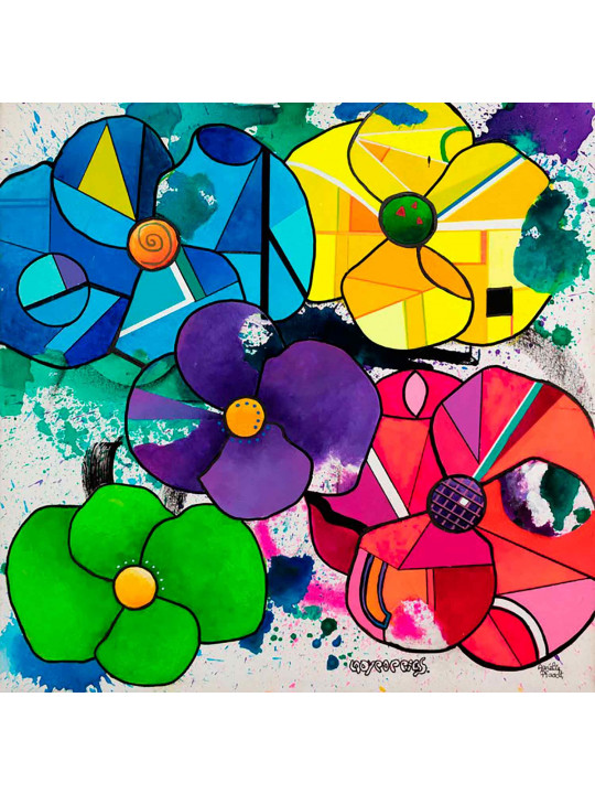 Rainbow poppies flowers - série Fleurs, Pavots, tags et Graffitis