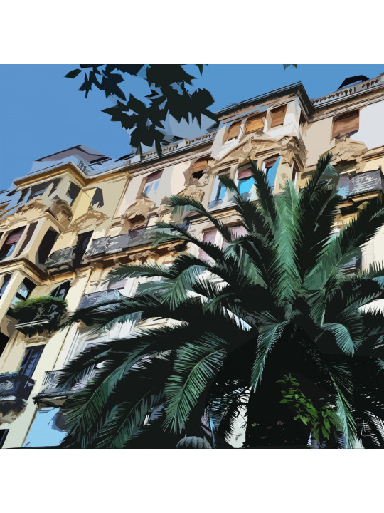 Un palmier en Façade (San Sebastian / Espagne)