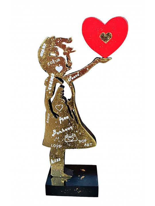 Banksy wood Bonheur GOLD