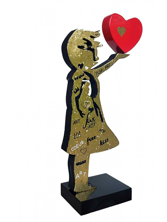 Banksy wood Bonheur Love Gold