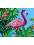 Pascal Poutchnine, Flamant rose au paradis, peinture - Galerie de vente et d’achat d’art contemporain en ligne Artalistic