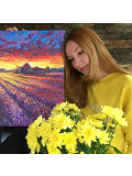 Oxypoint, Sunset in a lavender field, peinture - Galerie de vente et d’achat d’art contemporain en ligne Artalistic 