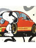 Pauline Cornée, Snoopy et sa Porsche 911, peinture - Galerie de vente et d’achat d’art contemporain en ligne Artalistic