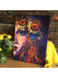 Oxypoint, Girl with a wreath of sunflowers, peinture - Galerie de vente et d’achat d’art contemporain en ligne Artalistic