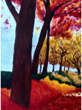 Françoise Augustine, sentier d'automne, peinture - Galerie de vente et d’achat d’art contemporain en ligne Artalistic