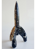 Spaco, fusée tintin gold, sculpture - Galerie de vente et d’achat d’art contemporain en ligne Artalistic