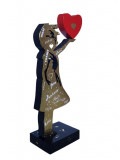 Ravi, Banksy wood bonheur gold, sculpture - Galerie de vente et d’achat d’art contemporain en ligne Artalistic