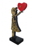 Ravi, Banksy wood bonheur love, sculpture - Galerie de vente et d’achat d’art contemporain en ligne Artalistic