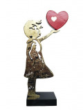Ravi, Banksy wood bonheur love, sculpture - Galerie de vente et d’achat d’art contemporain en ligne Artalistic