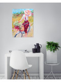Martine Grégoire, Elégante à bicyclette, peinture - Galerie de vente et d’achat d’art contemporain en ligne Artalistic