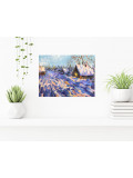 Oxypoint, Winter evening in the village, peinture - Galerie de vente et d’achat d’art contemporain en ligne Artalistic