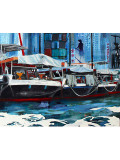 Nathalie Lemaitre, Les bateaux d'Aberdeen, peinture - Galerie de vente et d’achat d’art contemporain en ligne Artalistic
