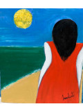 Mouliets, La fille en rouge, peinture - Galerie de vente et d’achat d’art contemporain en ligne Artalistic