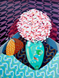 Federico Cortese, A moth behind the flowers, peinture - Galerie de vente et d’achat d’art contemporain en ligne Artalistic