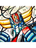 Patrick Cornée, Goldorak likes street art and bitcoin, peinture - Galerie de vente et d’achat d’art contemporain en ligne Artalistic