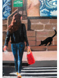Mia, Bob réponde sur le Pont Michel-Ange, peinture - Galerie de vente et d’achat d’art contemporain en ligne Artalistic