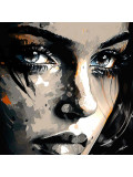 F.Font, La femme en noir et blanc, peinture - Galerie de vente et d’achat d’art contemporain en ligne Artalistic