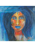 Lénon B, La dame bleue, peinture - Galerie de vente et d’achat d’art contemporain en ligne Artalistic