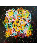 Isabelle Pelletane, Pop flowers black, peinture - Galerie de vente et d’achat d’art contemporain en ligne Artalistic