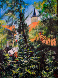R.Cavalié, L'église de Ruffieux, peinture - Galerie de vente et d’achat d’art contemporain en ligne Artalistic