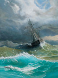 Anthony Colange, Ship in the story sea, peinture - Galerie de vente et d’achat d’art contemporain en ligne Artalistic