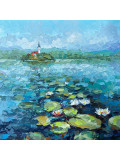 Oxypoint, Water lilies on Lake Bled, peinture - Galerie de vente et d’achat d’art contemporain en ligne Artalistic