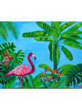 Pascal Poutchnine, Flamant rose au paradis, peinture - Galerie de vente et d’achat d’art contemporain en ligne Artalistic