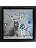 Seb Paul Michel, Vive les chats et les fleurs, peinture - Galerie de vente et d’achat d’art contemporain en ligne Artalistic