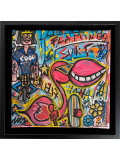 Seb Paul Michel, Vive les flamants roses, peinture - Galerie de vente et d’achat d’art contemporain en ligne Artalistic