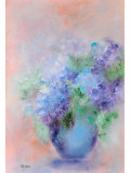 Martine Grégoire, Le bouquet d’hortensias bleus, peinture -  Galerie de vente et d’achat d’art contemporain en ligne Artalistic