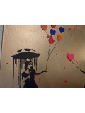 Rose, raining gold, peinture - Galerie de vente et d’achat d’art contemporain en ligne Artalistic