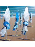 Michele Klaus, Les parasols sur la plage, peinture - Galerie de vente et d’achat d’art contemporain en ligne Artalistic