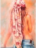 Martine Grégoire, La fille au foulard, peinture - Galerie de vente et d’achat d’art contemporain en ligne Artalistic