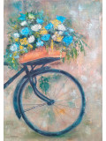 Martine Grégoire, Fleurs et vélo, peinture - Galerie de vente et d’achat d’art contemporain en ligne Artalistic