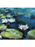 Oxypoint, Water lilies on Lake Bled, peinture - Galerie de vente et d’achat d’art contemporain en ligne Artalistic