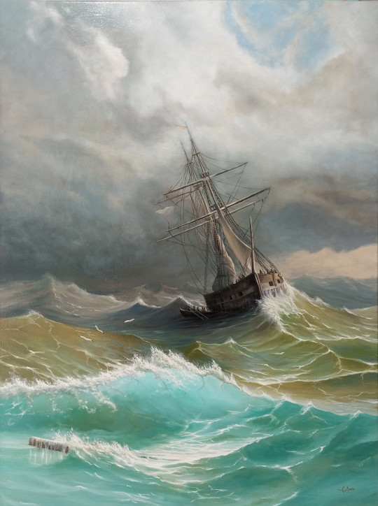 Ship in the Stormy Sea