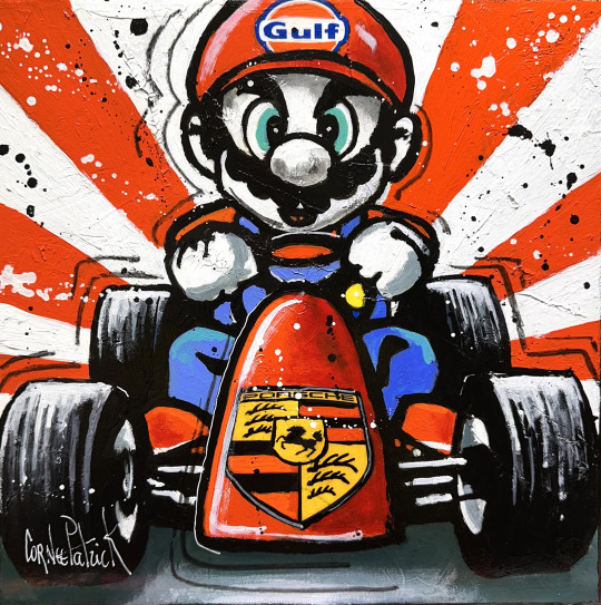 Super Mario pilote une Porsche