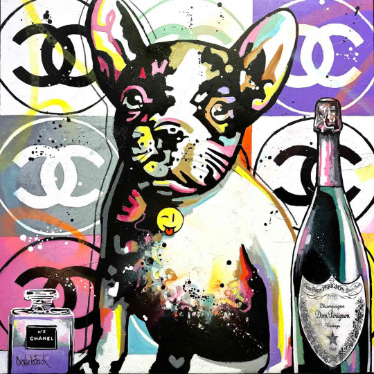 My French Bulldog loves Chanel and Dom Pérignon