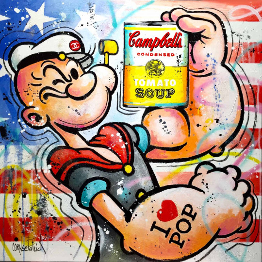 Popeye likes pop art and Campbell's soup
