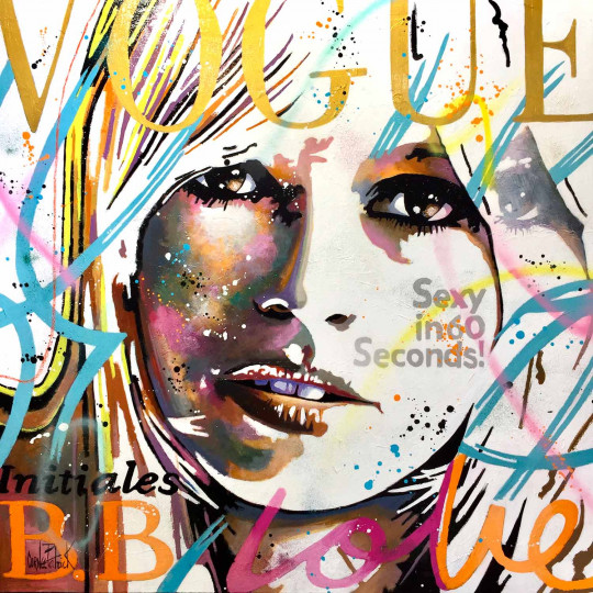 Brigitte Bardot, Vogue gold, blue graffiti