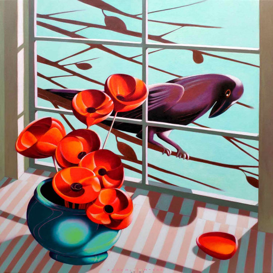A crow outside the window